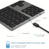 Mini clavier pavé numérique sans fil Bluetooth portable rechargeable compact look MacBook - Noir