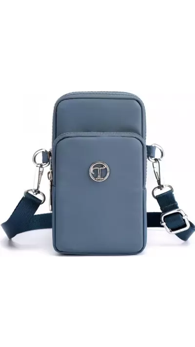 Mini sac bandoulière ultra léger 3 poches avec fermeture éclair et lanière amovible - Bleu