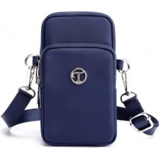 Ultraleichte Mini-Schultertasche 3 Taschen mit Reißverschluss und abnehmbarem Riemen - Dunkelblau