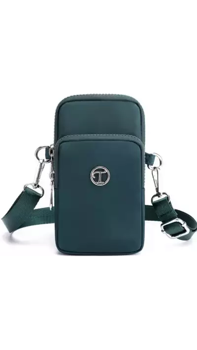 Mini sac bandoulière ultra léger 3 poches avec fermeture éclair et lanière amovible - Vert