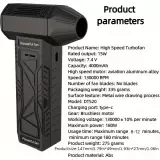 Mini souffleur haute pression - Ventilateur Turbo Portable (130000 tours/min) - Noir