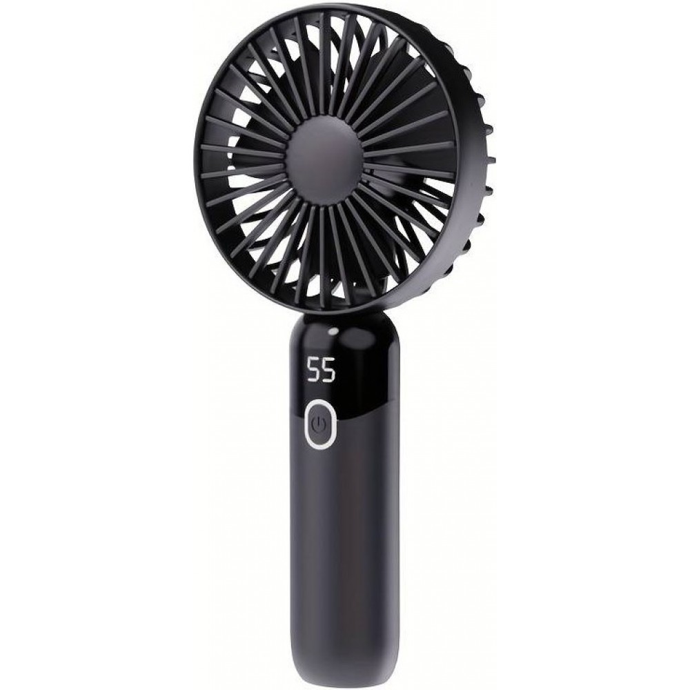 Mini ventilateur USB compact et portable avec affichage LED et pied amovible - Noir