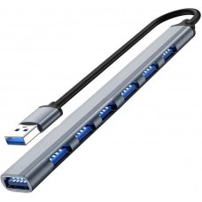 Hub multiport en aluminium avec 7 ports USB-A - Adaptateur USB-A 2.0 pour PC - Argent