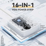 Multiprise 16 en 1 (10 prises AC / 4 ports USB-A / 2 ports USB-C) avec switch On/Off et protection contre surcharge - Blanc