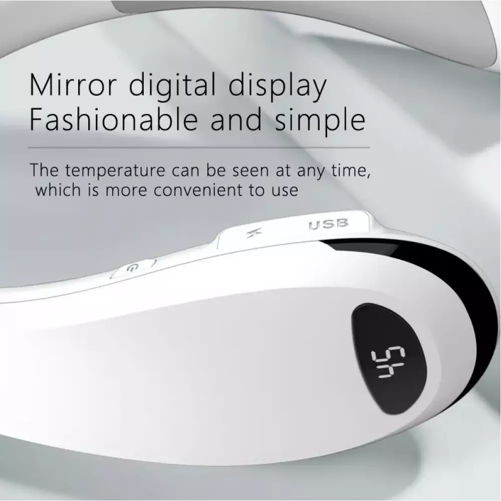 Elektronischer & kabelloser Nackenwärmer T66 - Stylisches portables Heizgerät mit Digitalanzeige - Weiss