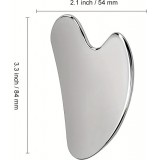 Outil de massage facial gua sha en acier inoxydable premium avec bo&icirc;te cadeau &eacute;l&eacute;gante - Argent
