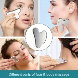 Outil de massage facial gua sha en acier inoxydable premium avec bo&icirc;te cadeau &eacute;l&eacute;gante - Argent