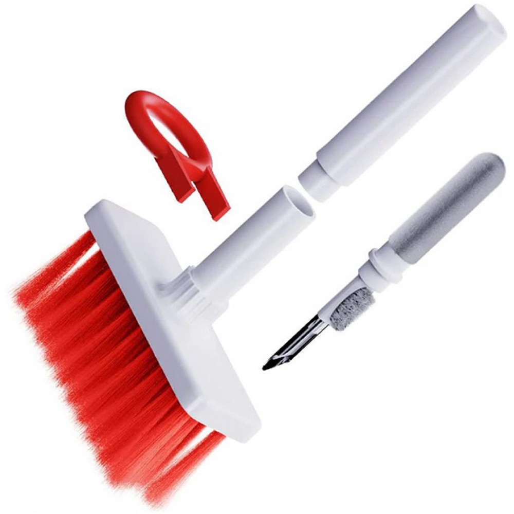 Outil de nettoyage 5 en 1 pour clavier et AirPods - Blanc - Rouge
