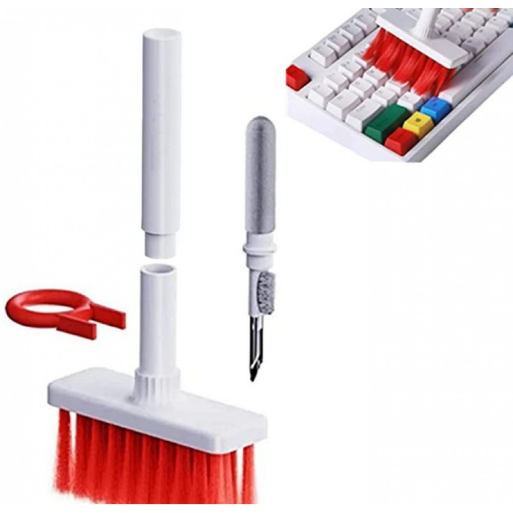 Outil de nettoyage 5 en 1 pour clavier et AirPods - Blanc - Rouge