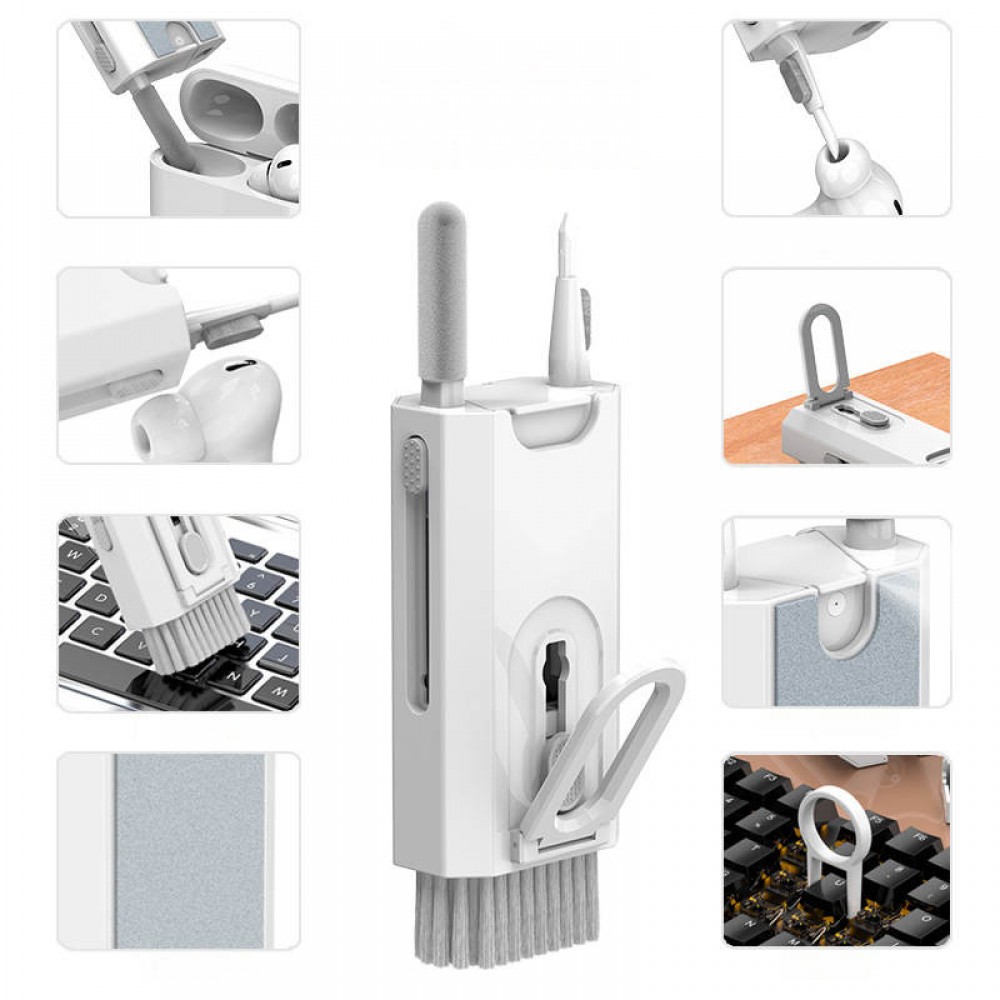 Outil de nettoyage 8 en 1 pour écouteurs (AirPods), téléphone et clavier - Blanc