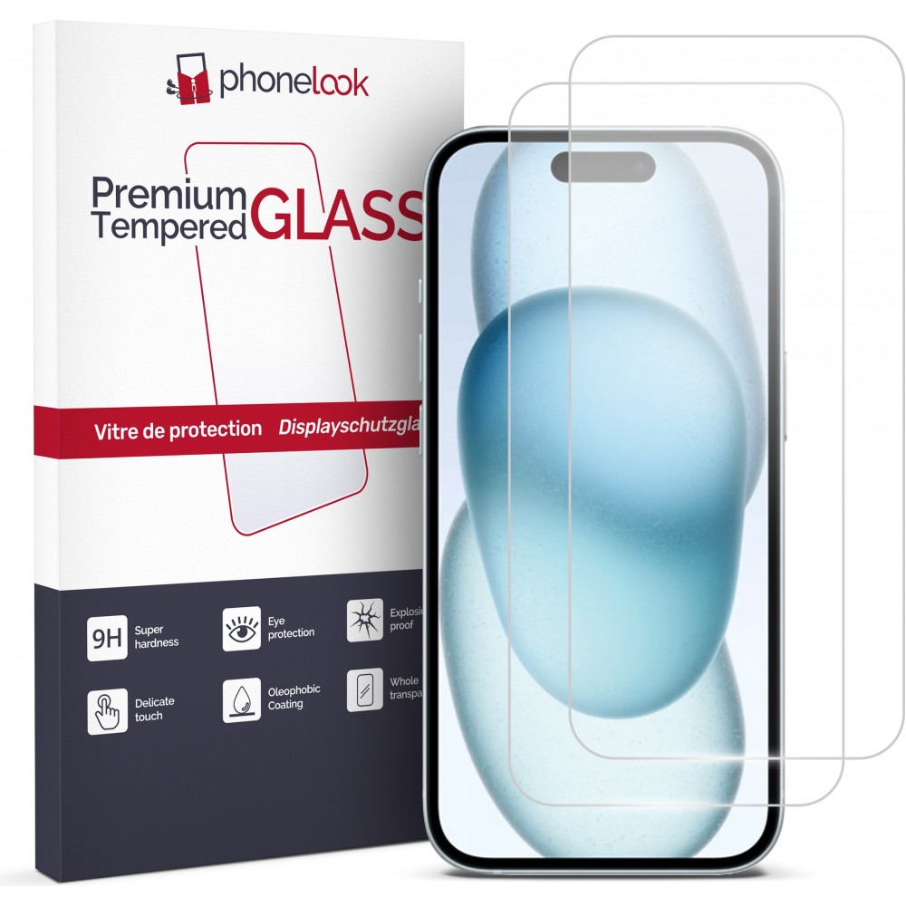 Pack de 2 vitres de protection d'écran en verre trempé - iPhone 15