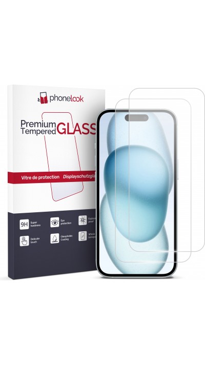 Pack de 2 vitres de protection d'écran en verre trempé - iPhone 15 Plus