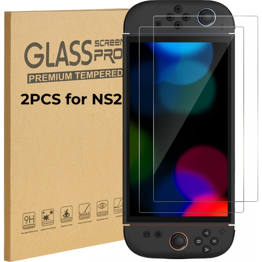 Pack de 2 vitres de protection d'écran en verre trempé pour Nintendo Switch 2
