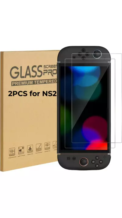 Pack de 2 vitres de protection d'&eacute;cran en verre tremp&eacute; pour Nintendo Switch 2