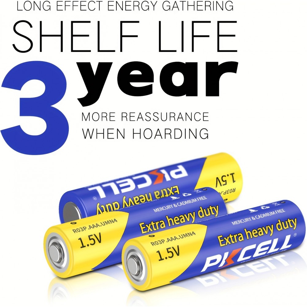 PKCELL 40er Pack AAA 1,5V Zink-Kohle Batterien nicht wiederaufladbar