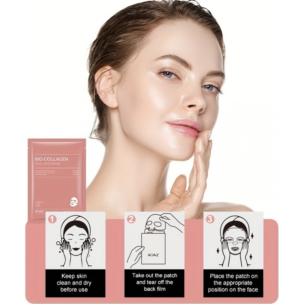 Pack de 4 masques hydratants bio-collagène acide hyaluronique nicotinamide tous types de peau
