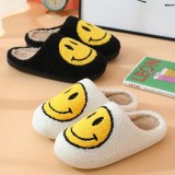 Pantoufles d'hiver douillettes et chaudes Smiley - taille 37-38 - Blanc/bleu