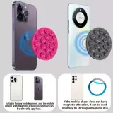 Patch magn&eacute;tique MagSafe rotatif 360&deg; en silicone avec ventouse pour support t&eacute;l&eacute;phone - Noir