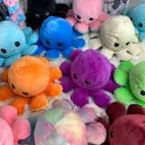 Peluche poulpe réversible double face Mood Octopus - Noir / gris