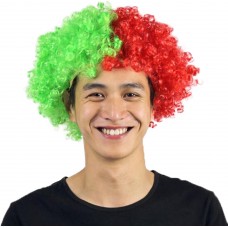 Fan article Portugal - Perruque couleur drapeau Portugal - cheveux bouclés unisexe