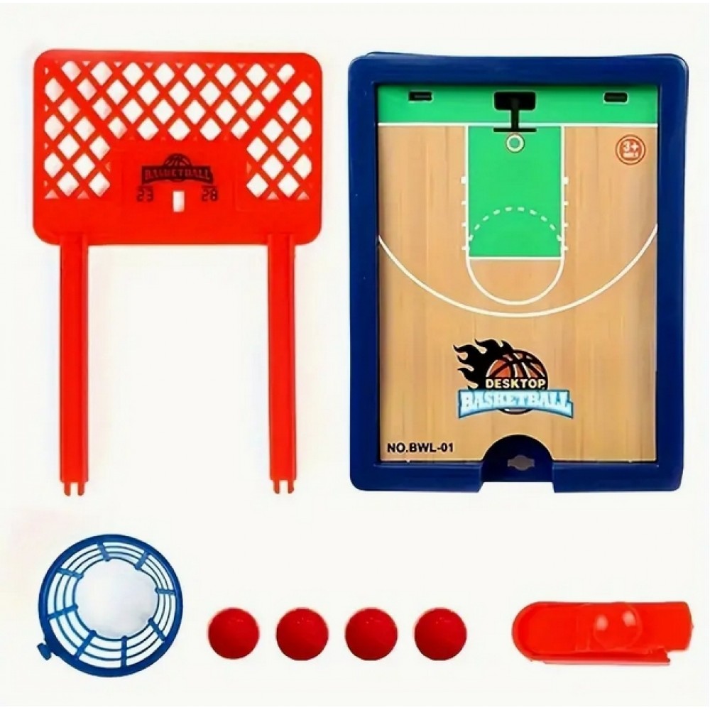 Petit jeu de basket-ball de table avec les doigts pour la maison ou le bureau pour 1 ou plusieurs joueurs - Bleu rouge