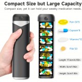 Pilulier portable semainier 7 jours boîte à pilules compacte distributeur de médicaments - Noir