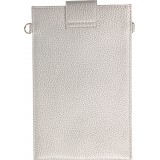 Pochette à bandoulière universelle pour smartphone en cuir végétal avec lanière en cuir (végétal) - Argent