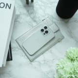 Pochette à bandoulière universelle pour smartphone en cuir végétal avec lanière en cuir (végétal) - Argent