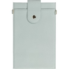 Pochette à bandoulière universelle pour smartphone en cuir végétal avec lanière en cuir (végétal) - Bleu clair