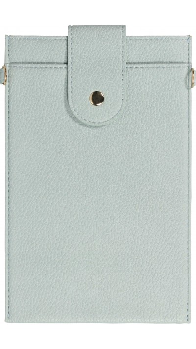 Pochette à bandoulière universelle pour smartphone en cuir végétal avec lanière en cuir (végétal) - Bleu clair
