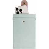 Pochette à bandoulière universelle pour smartphone en cuir végétal avec lanière en cuir (végétal) - Bleu clair