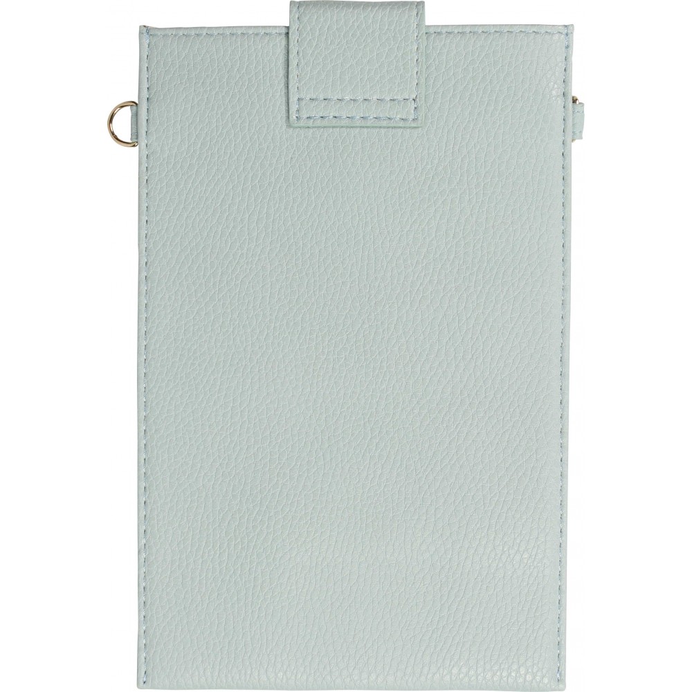 Pochette à bandoulière universelle pour smartphone en cuir végétal avec lanière en cuir (végétal) - Bleu clair