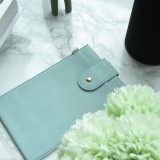 Pochette à bandoulière universelle pour smartphone en cuir végétal avec lanière en cuir (végétal) - Bleu clair