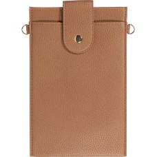 Pochette à bandoulière universelle pour smartphone en cuir végétal avec lanière en cuir (végétal) - Brun