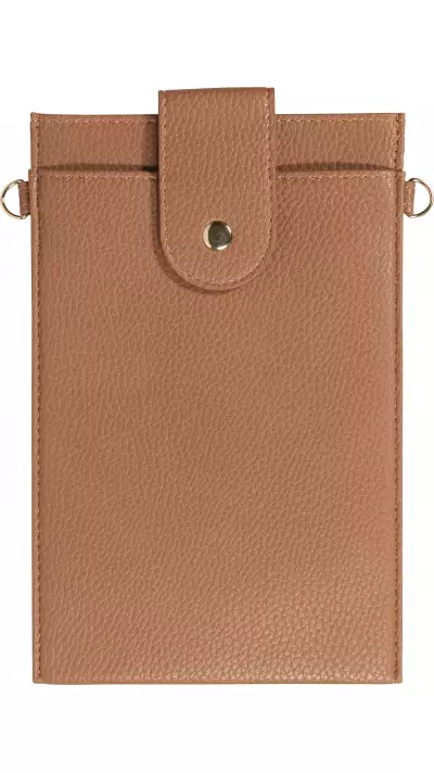 Pochette à bandoulière universelle pour smartphone en cuir végétal avec lanière en cuir (végétal) - Brun
