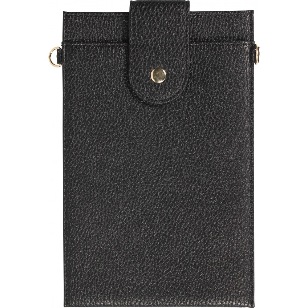 Pochette à bandoulière universelle pour smartphone en cuir végétal avec lanière en cuir (végétal) - Noir