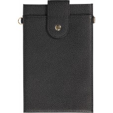 Pochette à bandoulière universelle pour smartphone en cuir végétal avec lanière en cuir (végétal) - Noir