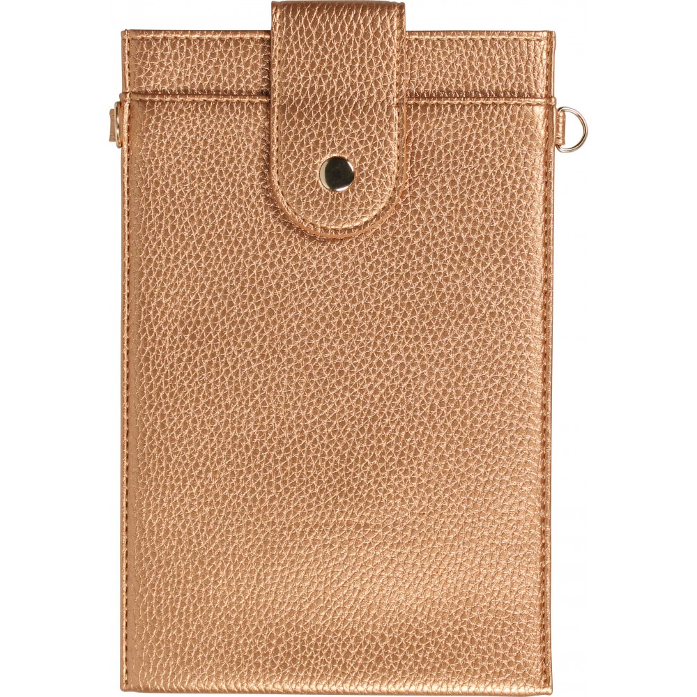Pochette à bandoulière universelle pour smartphone en cuir végétal avec lanière en cuir (végétal) - Or
