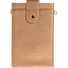 Pochette à bandoulière universelle pour smartphone en cuir végétal avec lanière en cuir (végétal) - Or