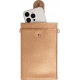 Pochette à bandoulière universelle pour smartphone en cuir végétal avec lanière en cuir (végétal) - Or