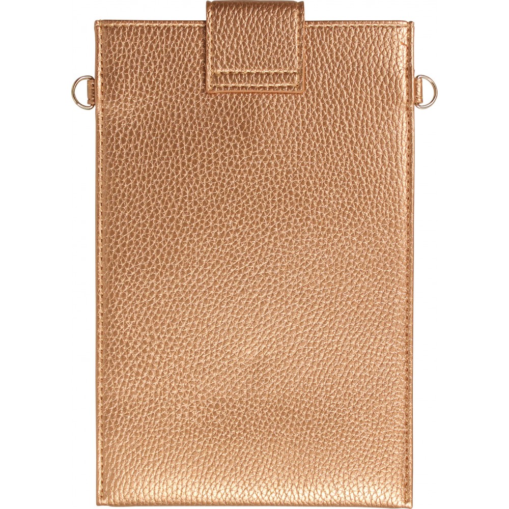 Pochette à bandoulière universelle pour smartphone en cuir végétal avec lanière en cuir (végétal) - Or