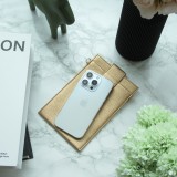 Pochette à bandoulière universelle pour smartphone en cuir végétal avec lanière en cuir (végétal) - Or