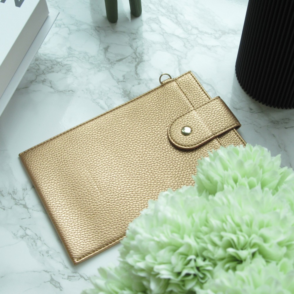 Pochette à bandoulière universelle pour smartphone en cuir végétal avec lanière en cuir (végétal) - Or