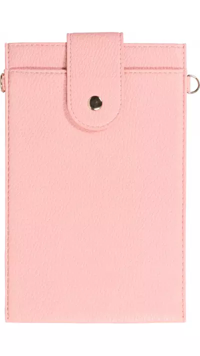 Pochette à bandoulière universelle pour smartphone en cuir végétal avec lanière en cuir (végétal) - Rose