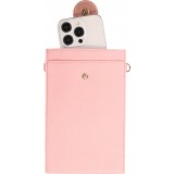Pochette à bandoulière universelle pour smartphone en cuir végétal avec lanière en cuir (végétal) - Rose