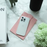 Pochette à bandoulière universelle pour smartphone en cuir végétal avec lanière en cuir (végétal) - Rose