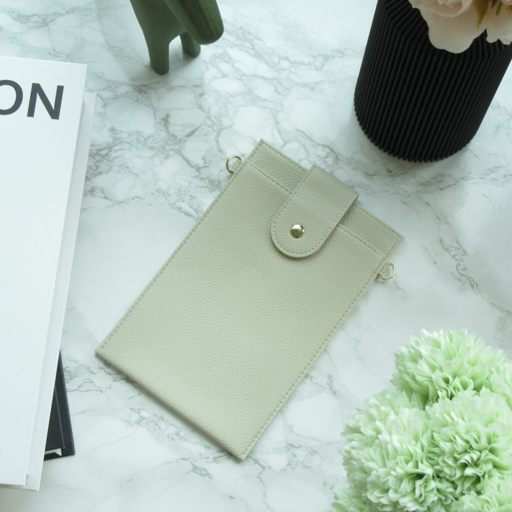 Pochette à bandoulière universelle pour smartphone en cuir végétal avec lanière en cuir (végétal) - Sable