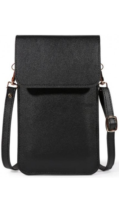 Pochette bandoulière pour téléphone et accessoire avec fenêtre transparente - Noir