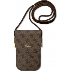 Pochette universelle Guess avec lanière bandoulière et porte-carte intégrés - Brun