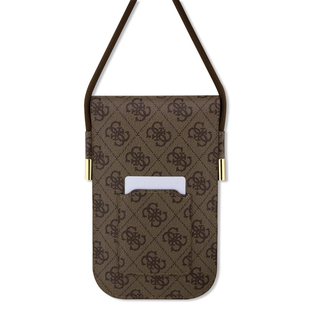 Pochette universelle Guess avec lanière bandoulière et porte-carte intégrés - Brun